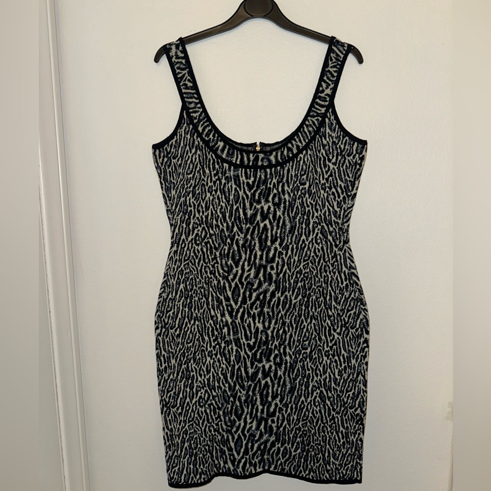 BCBGMaxAzria Black and White Animal Print Dress